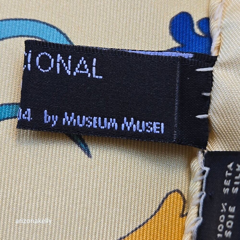 Silk Scarf Large Square Birds Reptiles Flowers Madrid Art Museum - Picture 6 of 8